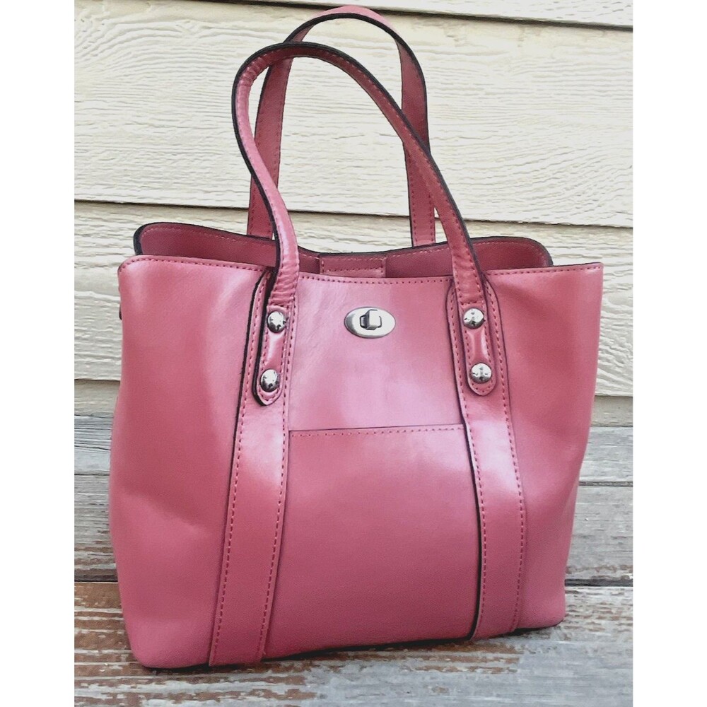 Patricia Nash Darby Tote Leather Crossbody Bag Turn Lock - Pink - Picture 5 of 16